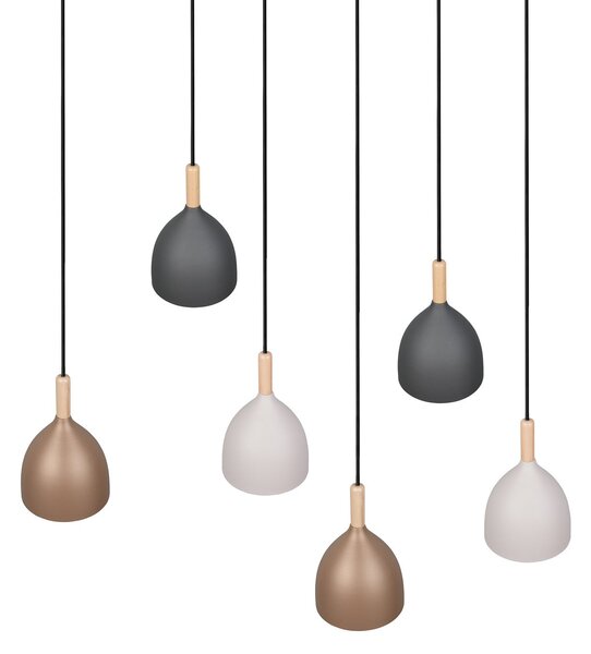 Trio Lighting Висяща лампа „Jerano“, дължина 104 см, цветна, метална, с 6 лампи., Затъмняване, Многоцветен, Дневна/трапезария, Метал, Модерен