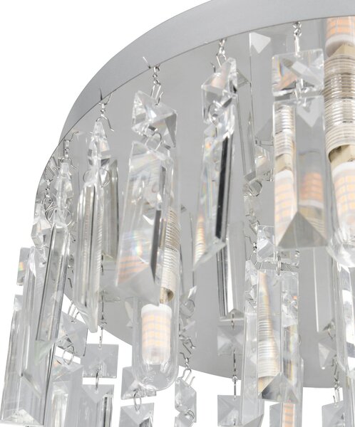 Trio Lighting Таванна лампа „Tommaso“, бяла, Ø 35 см, пластмаса, IP44, Хром, Дневна/трапезария, Пластмаса
