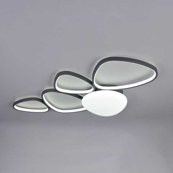 Trio Lighting LED таванна лампа Amelio, черна, 102 см, CCT, дистанционно управление, Затъмняване, Бял, Дневна/трапезария, Пластмаса, Модерен