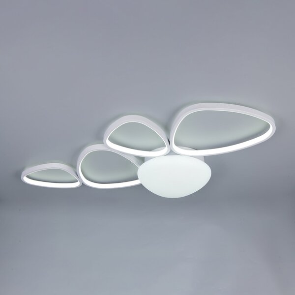 Trio Lighting LED таванна лампа „Amelio“, бяла, 102 см, CCT, дистанционно управление, Затъмняване, Бял, Дневна/трапезария, Пластмаса, Модерен