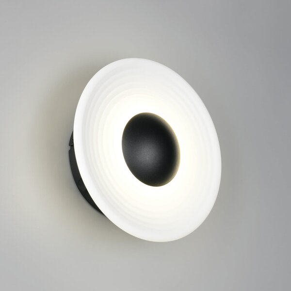 Trio Lighting LED стенна лампа „Sirena“, бяла, Ø 20 см, стъкло, CCT, Затъмняване, Бял, Дневна/трапезария, Стъкло