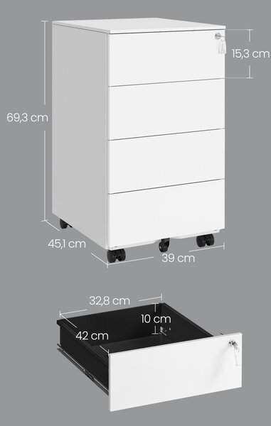 Шкаф за бюро Fiset White Songmics 39x45x69,4 cm