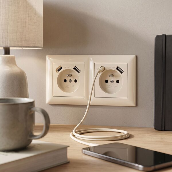 Двойна рамка за контакти OSTE JNH014-2F Beige