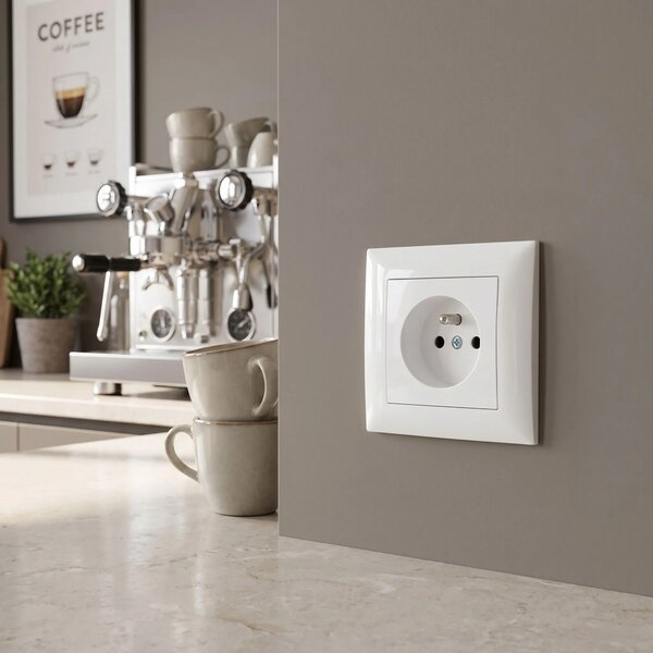 Единичен контакт със заземяване и рамка OSTE JNH001-G White
