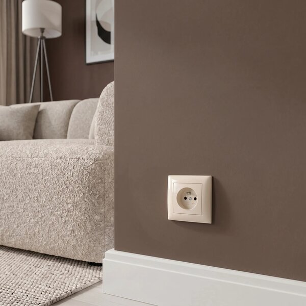 Единичен контакт със заземяване OSTE JNH001-G Beige