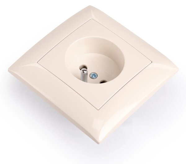 Единичен контакт със заземяване и рамка OSTE JNH001-G Beige