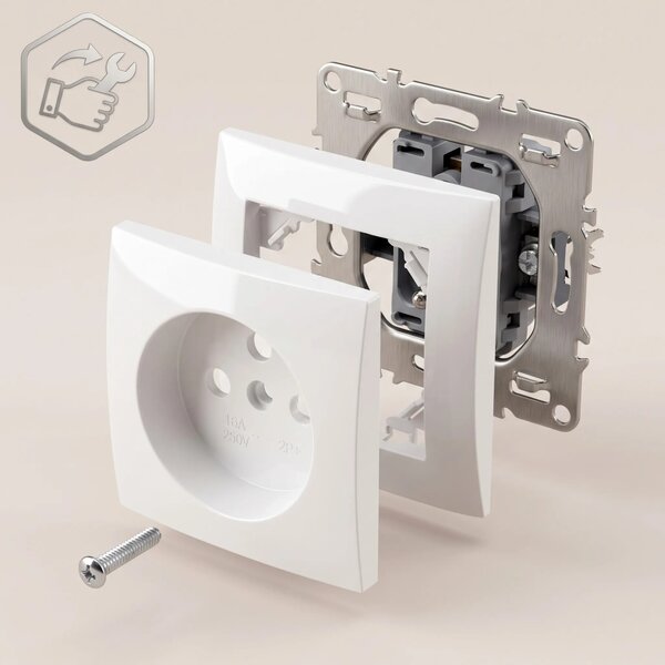 Единичен контакт със заземяване OSTE JNH001-G White