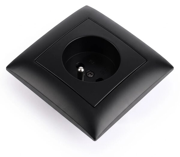 Единичен контакт със заземяване и рамка OSTE JNH001-G Black