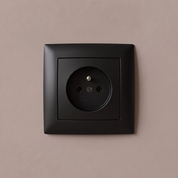 Единичен контакт със заземяване и рамка OSTE JNH001-G Black