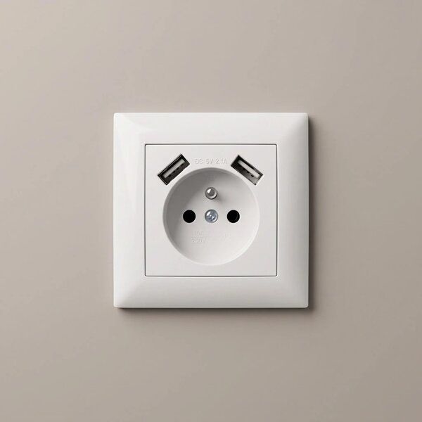 Единичен контакт със заземяване + 2x USB-A OSTE JNH003-G White