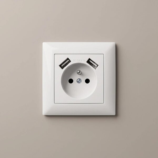 Единичен контакт със заземяване + 2x USB-A OSTE JNH003-G White