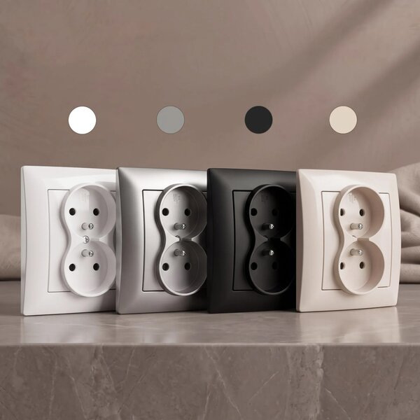 Двоен контакт със заземяване OSTE JNH002-G White