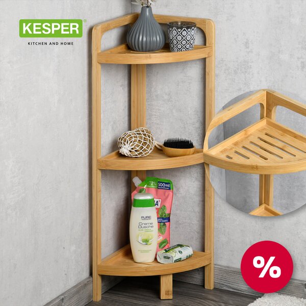 Етажерка ъглова за баня KESPER 23x23x70см - БАМБУК