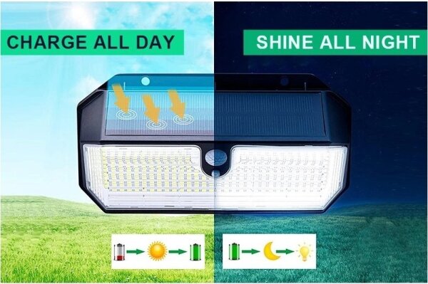 Viking-LED Соларна стенна лампа със сензор LED/2W/3,7V IP65 6000K 2200 mAh