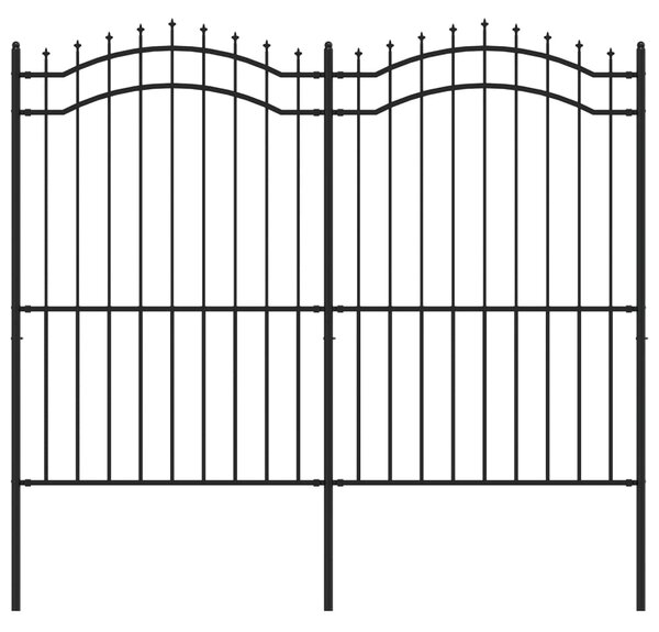 VidaXL Градинска ограда с пики черна 222 см прахово боядисана стомана