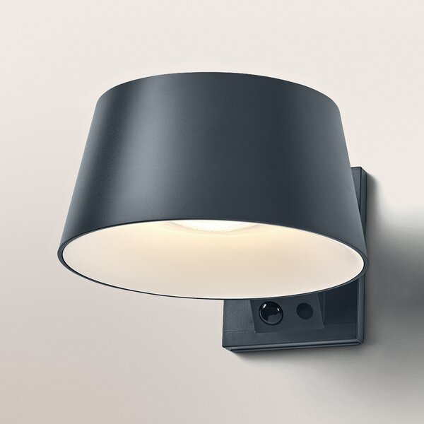 OSRAM слънчева стенна лампа ENDURA STYLE BRELLA, сива, сензор IP54, Затъмняване, Сив, Пластмаса, Модерен, Стенна розетка отдолу