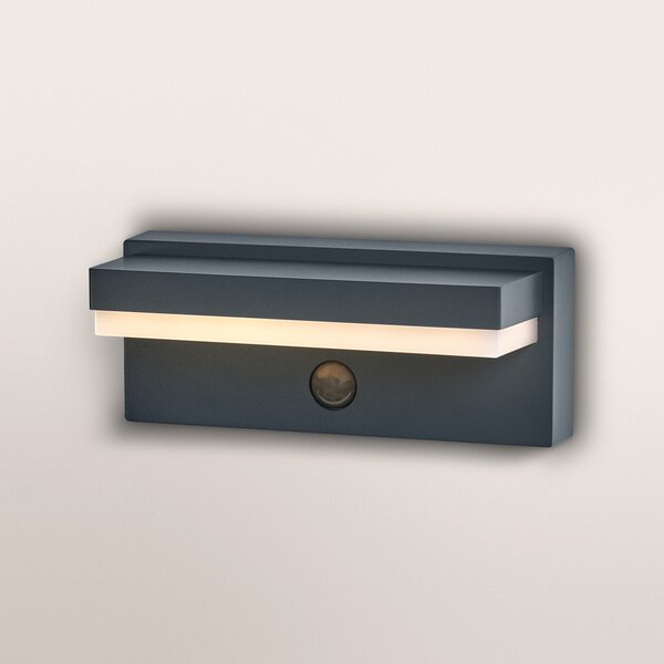 OSRAM стенна лампа ENDURA STYLE ROBUST, сива, сензор IP54 USB, Сив, Алуминий, Модерен, Стенна ъглова