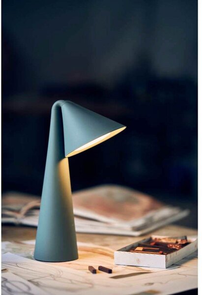 FRANDSEN LED акумулаторна настолна лампа Ami, кафява, 32 cm, с регулируема, Затъмняване, Кафяв / ръждив, Дневна/трапезария, Пластмаса, Модерен