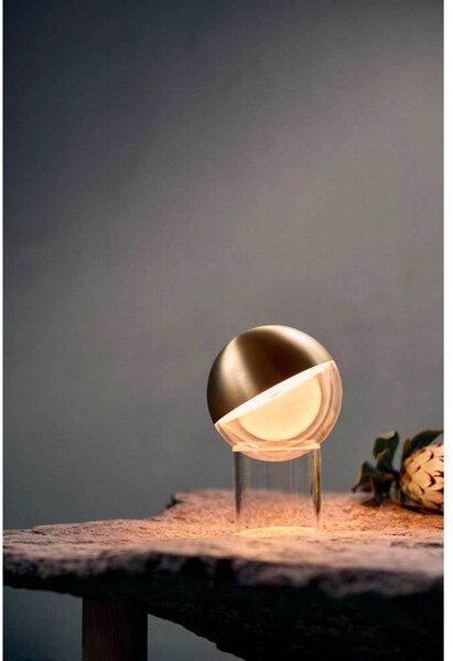 FRANDSEN LED акумулаторна настолна лампа Pila, месинг, 20 cm, с регулиране на, Затъмняване, Злато / месинг, Дневна/трапезария, Пластмаса, Модерен