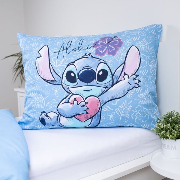 Синьо единично памучно детско спално бельо 140x200 cm Lilo and Stitch "Wave" – Jerry Fabrics