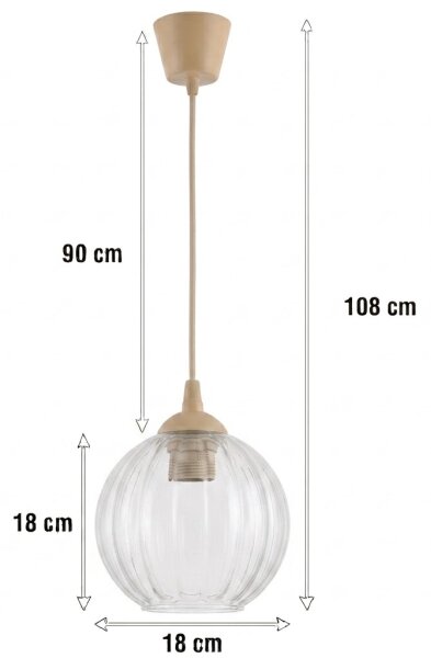 Brilagi - LED полилей на кабел RETRO GLASS 1xE27/60W/230V Ø 18 см бежов/прозрачен