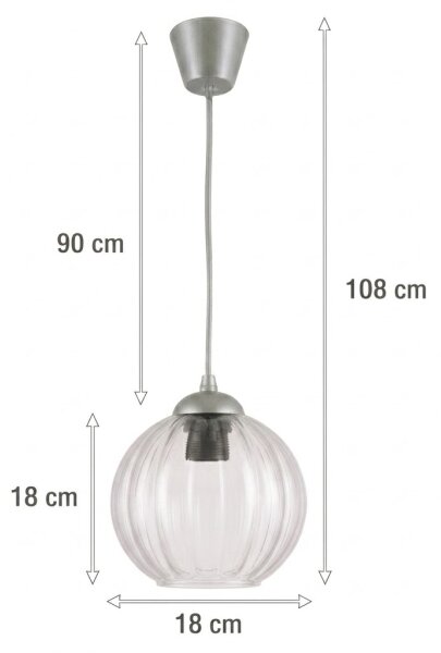 Brilagi - LED полилей на кабел RETRO GLASS 1xE27/60W/230V Ø 18 см сребрист/прозрачен
