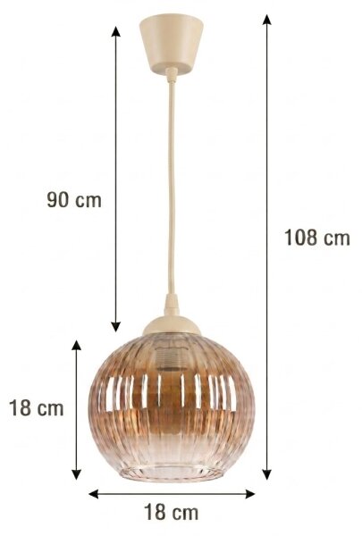 Brilagi - LED полилей на кабел R GLASS 1xE27/60W/230V Ø 18 см бежово/опушено кафяво
