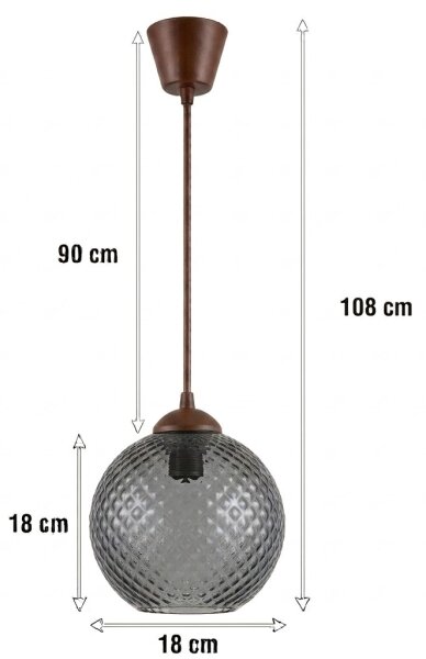 Brilagi - LED полилей на кабел R GLASS 1xE27/60W/230V Ø 18 см кафяв/димно сив