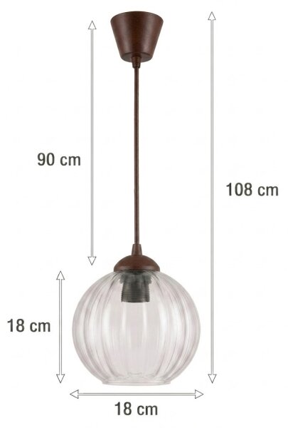 Brilagi - LED полилей на кабел RETRO GLASS 1xE27/60W/230V Ø 18 см кафяв/прозрачен