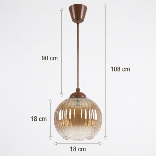 Brilagi - LED полилей на кабел R GLASS 1xE27/60W/230V диам. 18 см кафяв/димчато кафяв