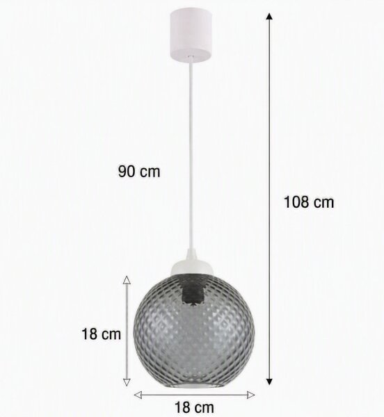 Brilagi - LED полилей на кабел RETRO GLASS 1xE27/60W/230V Ø 18 см бял/димносив