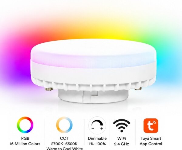 Brilagi - LED RGB димируем полилей AURA LUX 1xGX53/14W/230V Wi-Fi Tuya черен/опушен