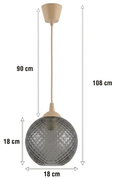 Brilagi - LED полилей на кабел R GLASS 1xE27/60W/230V Ø 18 cm бежово/димчато сиво