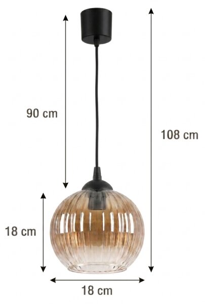 Brilagi - LED полилей на кабел R GLASS 1xE27/60W/230V Ø 18 см черен/димно кафяв