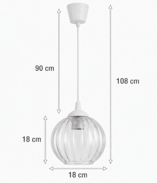 Brilagi - LED полилей на кабел RETRO GLASS 1xE27/60W/230V Ø 18 см бял/прозрачен