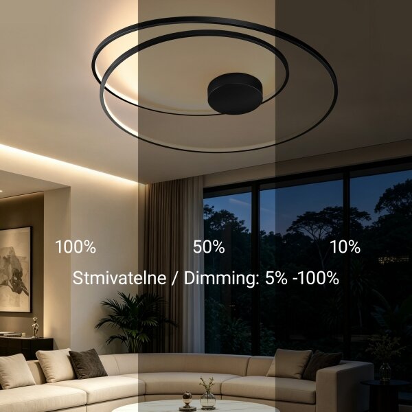 Brilagi- Димируемо LED таванно осветително тяло TWISTER LED/105W/230V Ø100 см черно + ДУ