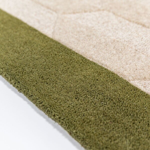 Зелен/в естествен цвят ръчно изработен вълнен килим 120x170 cm Apex Border Wool – Flair Rugs