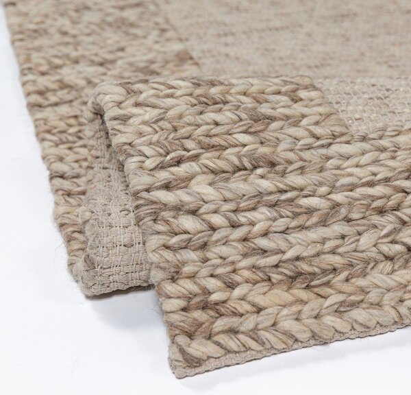 Ръчно изработен килим със смес от вълна в естествен цвят 120x170 cm Rue – Flair Rugs