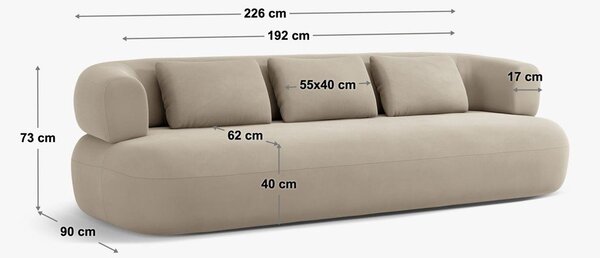 Светлокафяв диван от прежда с примки от букле 226 cm Jenny – Micadoni