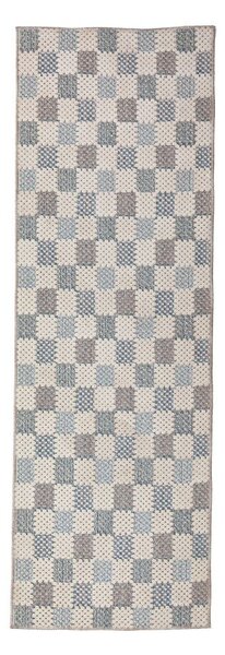 Синя пътека със смес от памук подходяща за пране 80x230 cm Muted Checkerboard – Flair Rugs