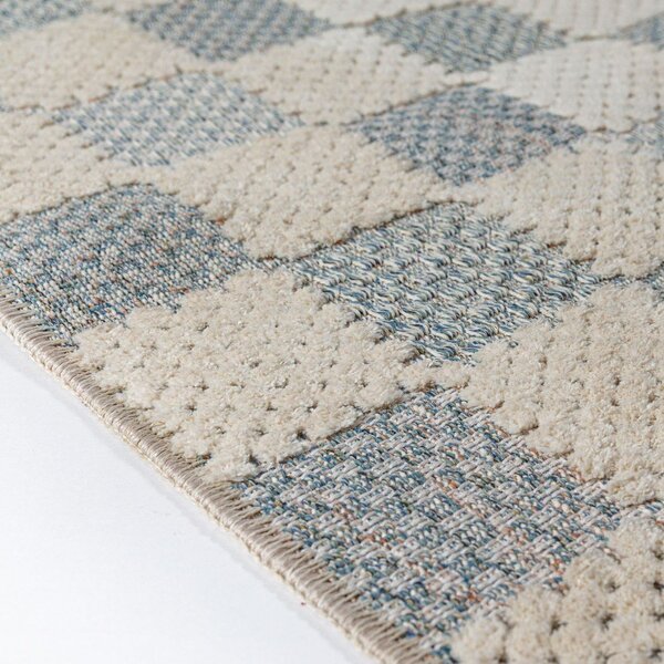 Син килим със смес от памук подходящ за пране 116x170 cm Muted Checkerboard – Flair Rugs