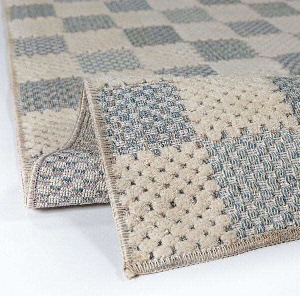 Син килим със смес от памук подходящ за пране 116x170 cm Muted Checkerboard – Flair Rugs
