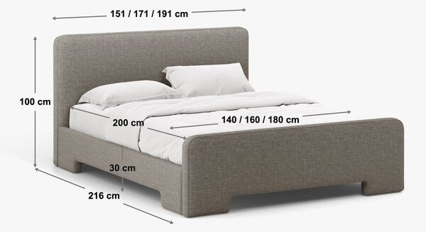 Светлосиньо двойно легло 160x200 cm тапицирано с включена подматрачна рамка Eda – Micadoni