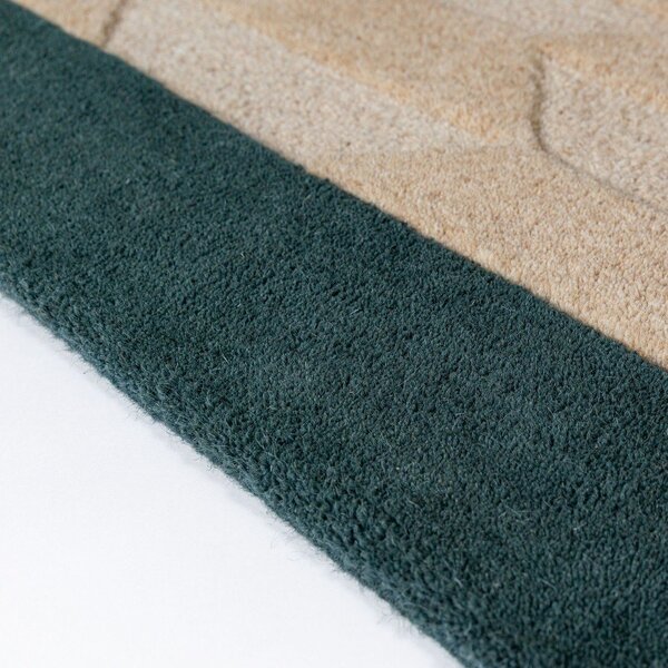 Ръчно изработен вълнен килим в естествен цвят/тюркоазен 120x170 cm Apex Border Wool – Flair Rugs