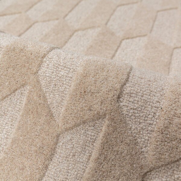 Ръчно изработен вълнен килим в естествен цвят/тюркоазен 120x170 cm Apex Border Wool – Flair Rugs