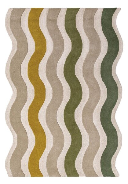 Зелен/в естествен цвят ръчно изработен вълнен килим 140x200 cm Cascade Wool – Flair Rugs