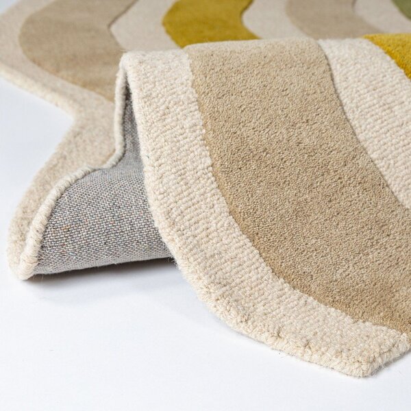 Зелен/в естествен цвят ръчно изработен вълнен килим 140x200 cm Cascade Wool – Flair Rugs
