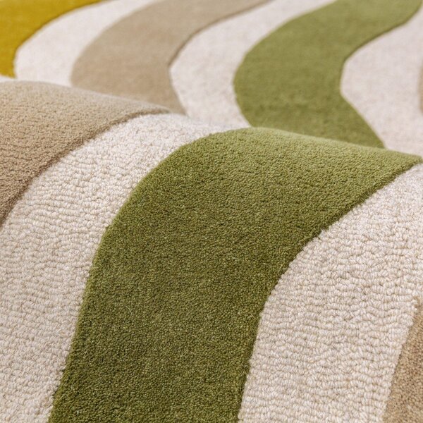 Зелен/в естествен цвят ръчно изработен вълнен килим 140x200 cm Cascade Wool – Flair Rugs