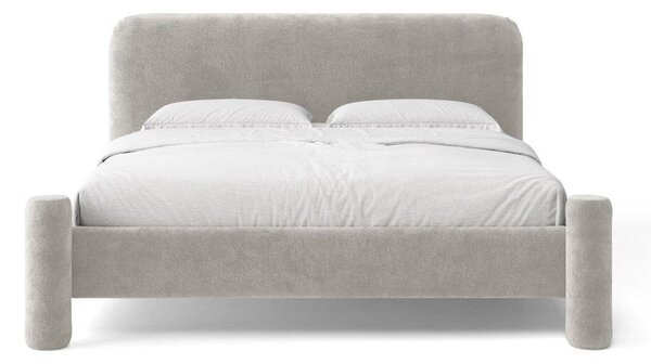 Светлосиво двойно легло 160x200 cm тапицирано с включена подматрачна рамка Vera – Micadoni