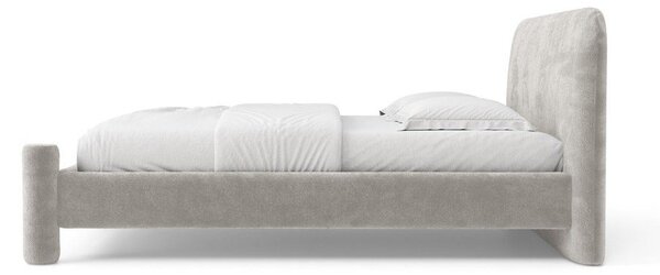 Светлосиво двойно легло 160x200 cm тапицирано с включена подматрачна рамка Vera – Micadoni
